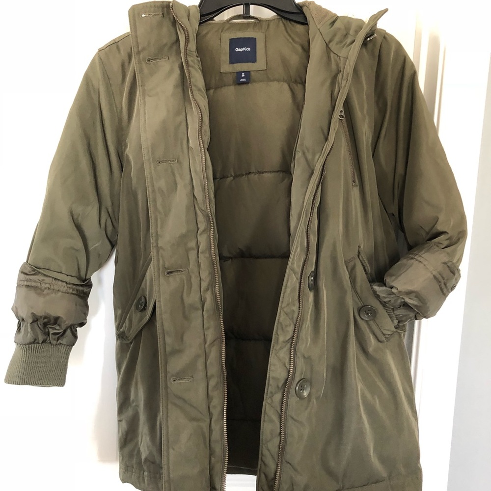 Gap Kids Girl Parka Army Jacket Green, Size M